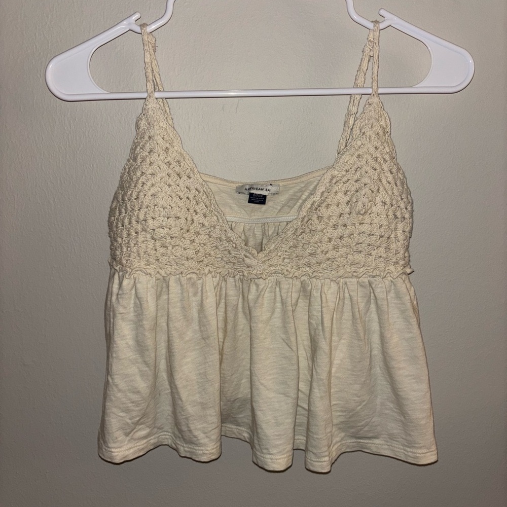 Women's Cream Crochet Top